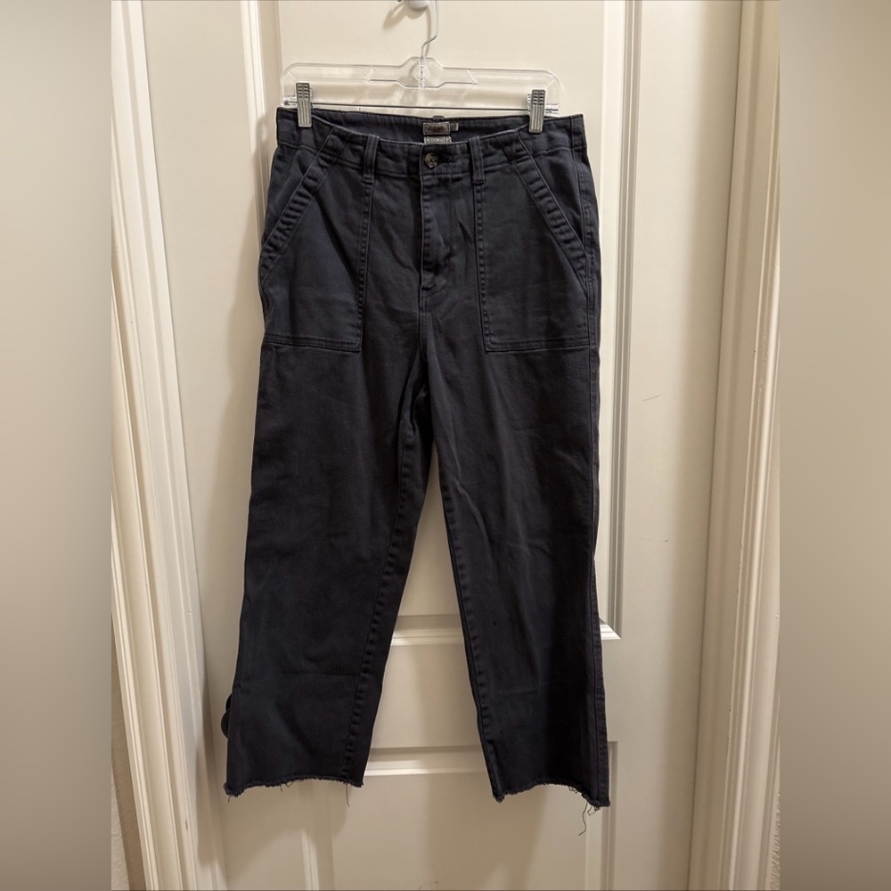 Faherty Utility Pants Washed Black Size 29 Organic Cotton Straight Raw Hem 25”